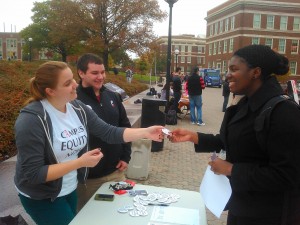Students telling students about the injustice and misallocation of resources represented by the misuse and abuse of contingent labor at the University of Cincinnati. — with Kate Beltramo and Dylan Forster.